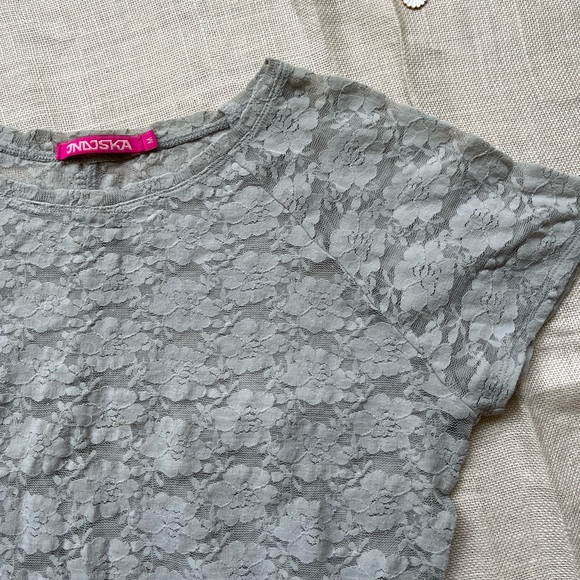 Grey Sheer Net Short Top - Picture 7 of 8